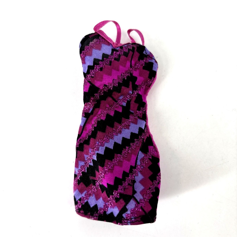 Vintage Barbie Mattel Multicolor Party Cocktail Dress‎ Pink Purple Glitter